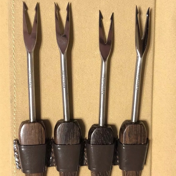 German Solingen Rostfrei Brown Leather Bar Set - Picture 4 of 7